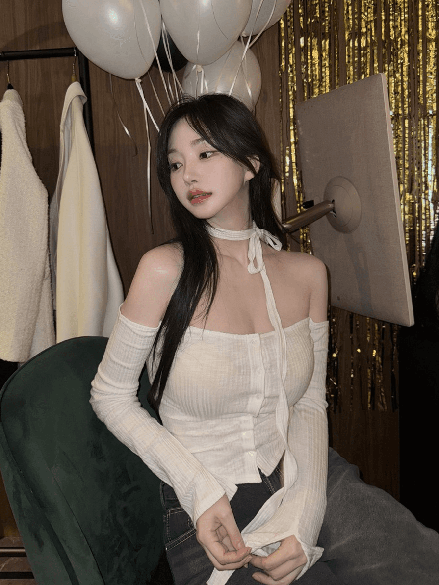 카인다미 오프숄더 머플러 니트 가디건