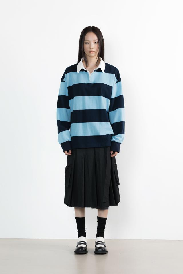 2WAY STRIPE RUGBY T-SHIRT BLUE/NAVY