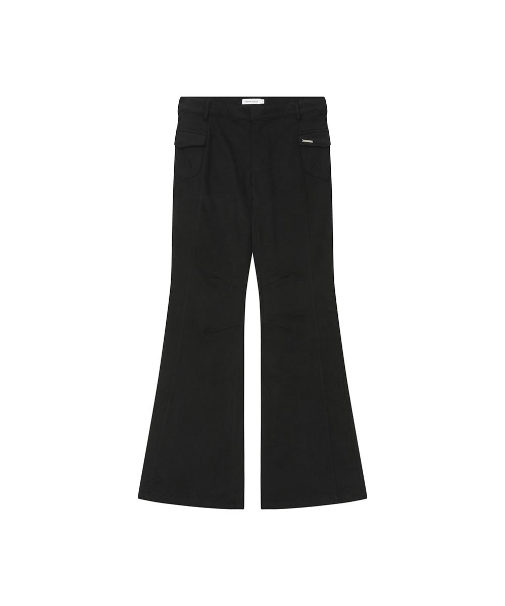 Side pocket bootscut pants BLACK