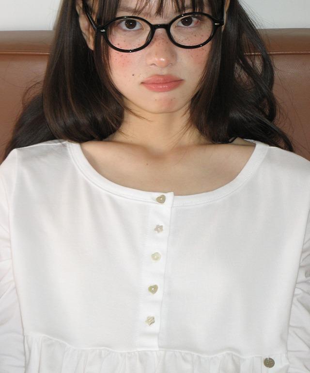 [12/22 순차배송] SHAPE BUTTON RUFFLE LONG SLEEVE WHITE