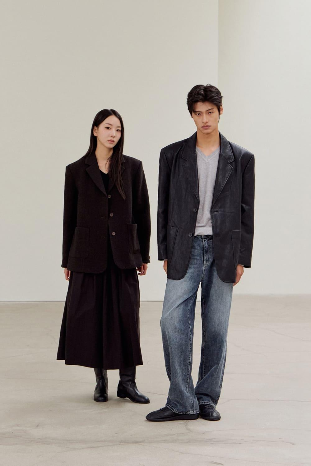 아웃 포켓 싱글 레더 자켓_Black