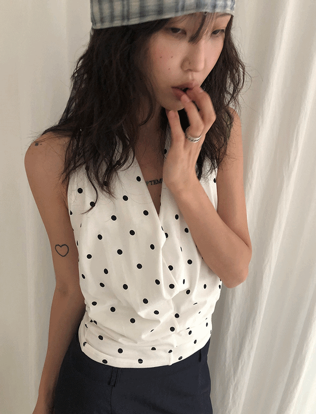 더에펠 레이지 드레이프 홀터 슬리브리스 (3color)