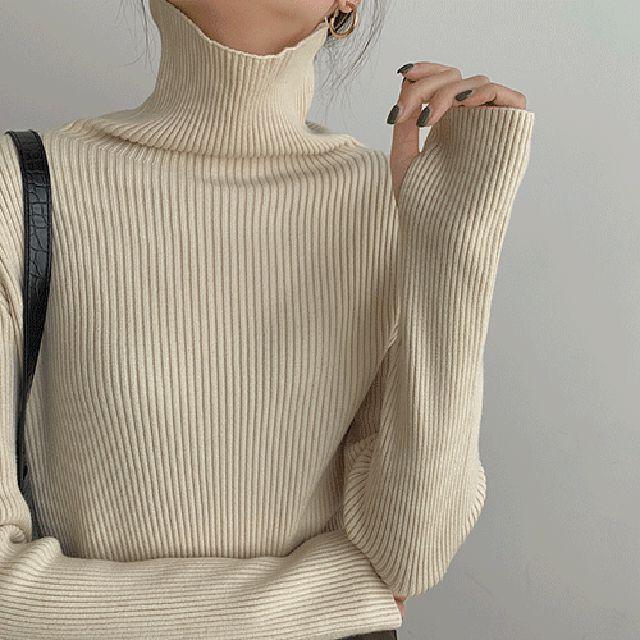 초스 목폴라 터틀넥 핸드워머 손고리 기본 골지 겨울 니트티셔츠 목티 S317