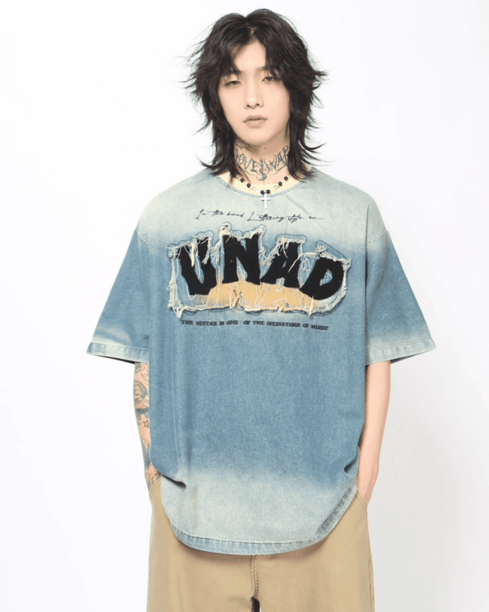 【Mz】washed denim short T-shirt na2015