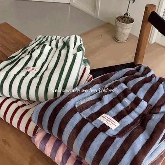 new 할인 팬츠 1 엘브니 스트라이프 극세사잠옷바지 겨 울 커플 긴바지 파자마 세트 수면잠옷 4color