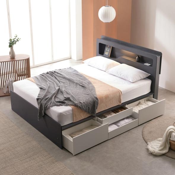 [지정배송서비스] 크렌시아 리비앙 LED 벙커 포서랍 SS/Q 침대 (매트선택)