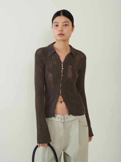 Linen Destroyed Sweater Brown