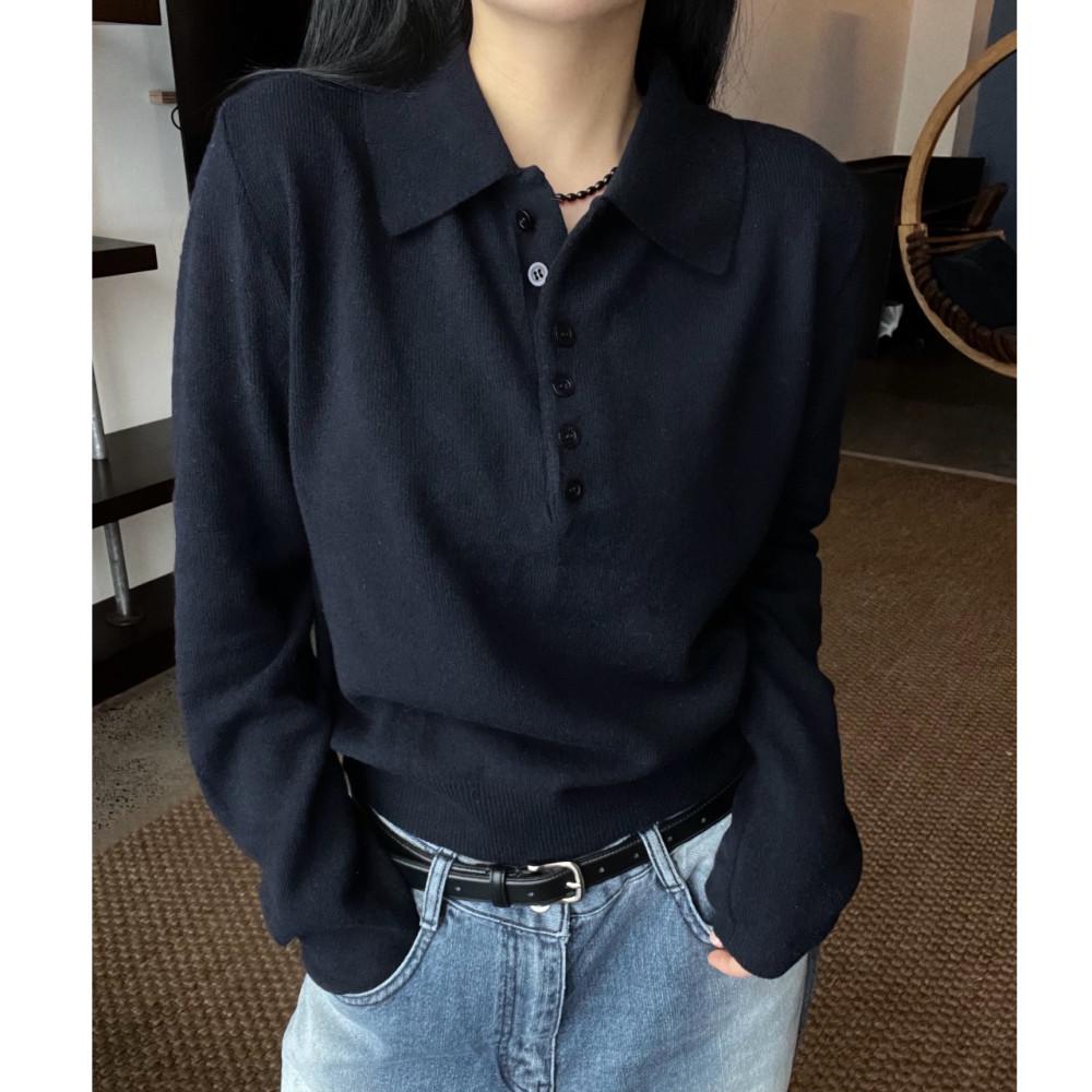 wool botton collar knit 타운 울 버튼 카라 니트 (3color)