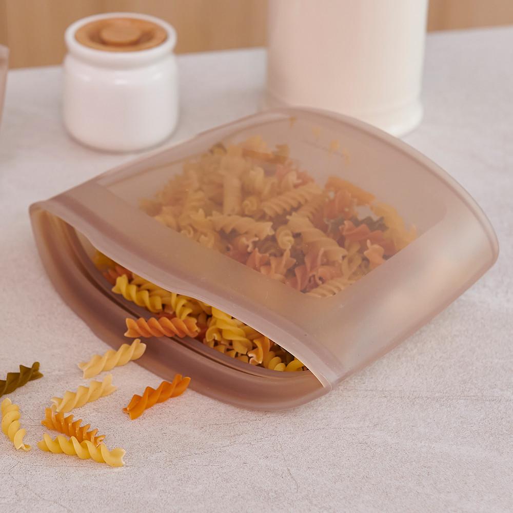 [도착보장]퍼기 3중 밀폐 실리콘 지퍼백 밀폐용기 다회용 지퍼팩 냉장고정리 1P 토프브라운 500ml