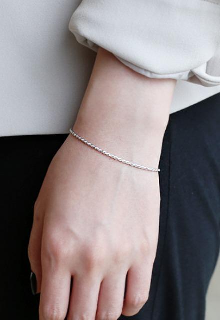 3-트위스트 씬 실버925 꼬임 로프 체인 은팔찌