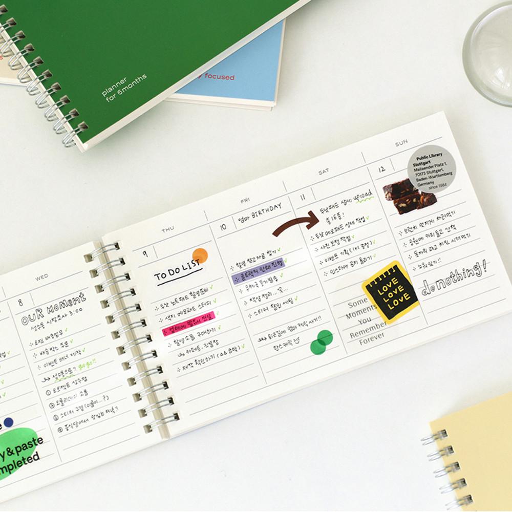 가로형 트윈링 미니 위클리 플래너 투두리스트 주간 일정 회사 업무용 스케줄러 6개월용