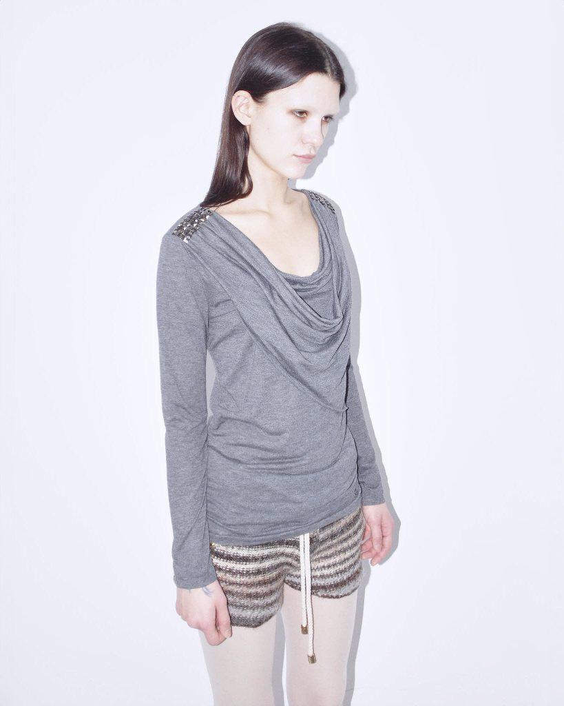 GIORGIO ARMANI GRAY TOP WITH STUDDED DETAIL - Anemonia