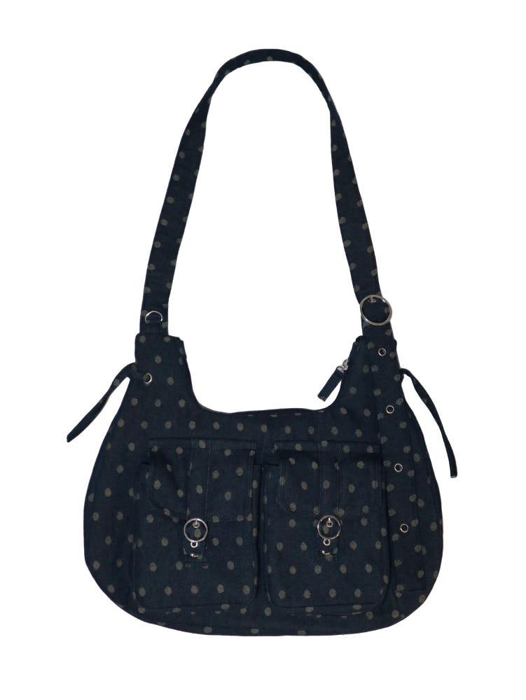 [y0bag] 핸드메이드 포켓백 빈티지스타일 데님 땡땡이 가방 vintage dot bag - navy