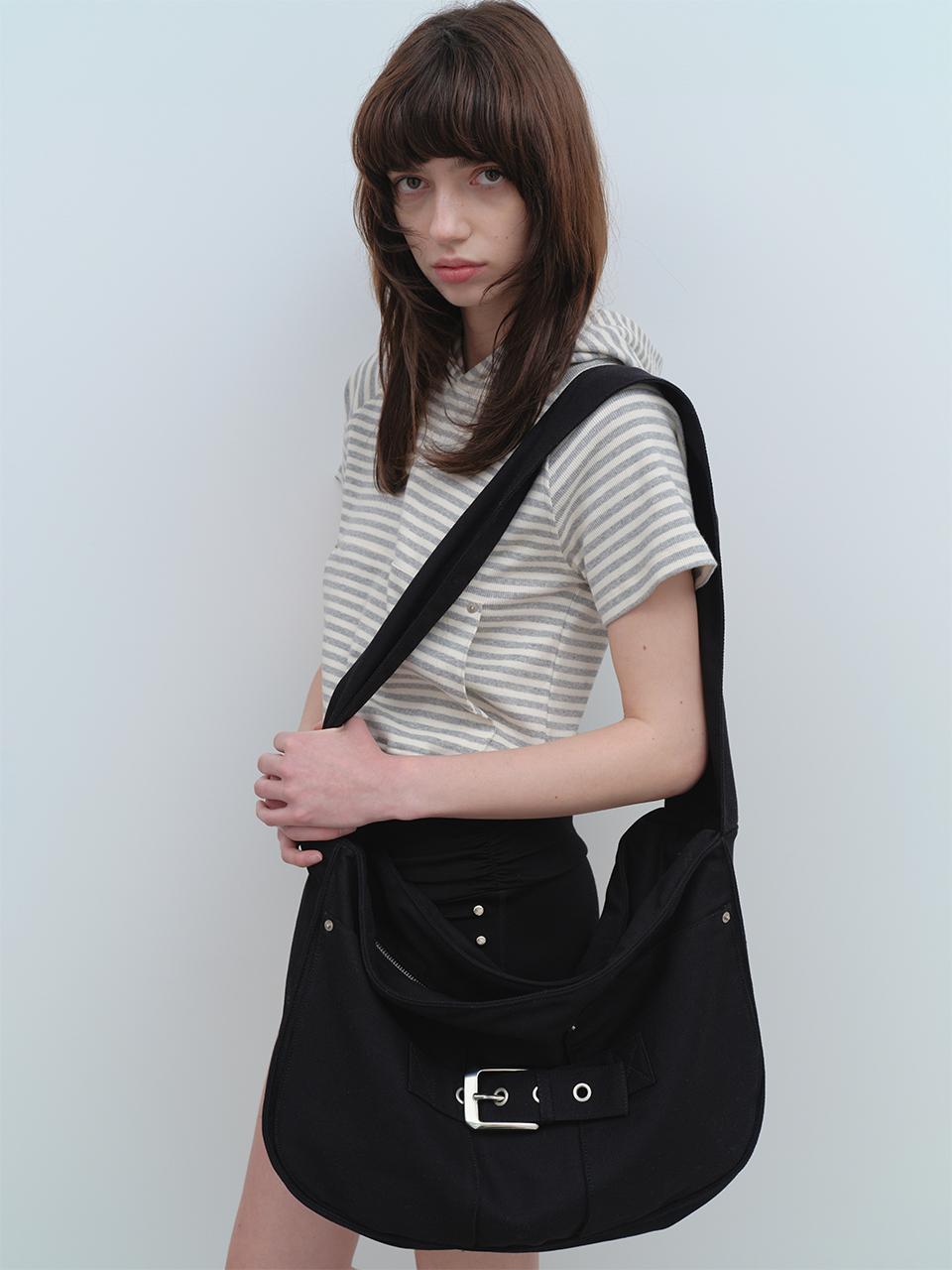 Buckle Canvas Big Bag [Black]
