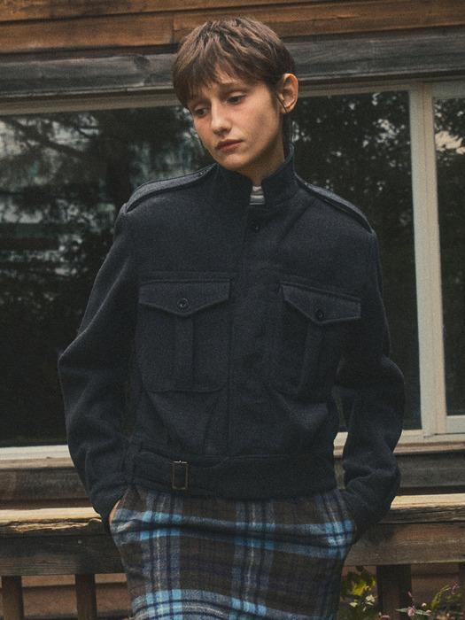 [시은PICK]wool navy short jacket_Charcoal