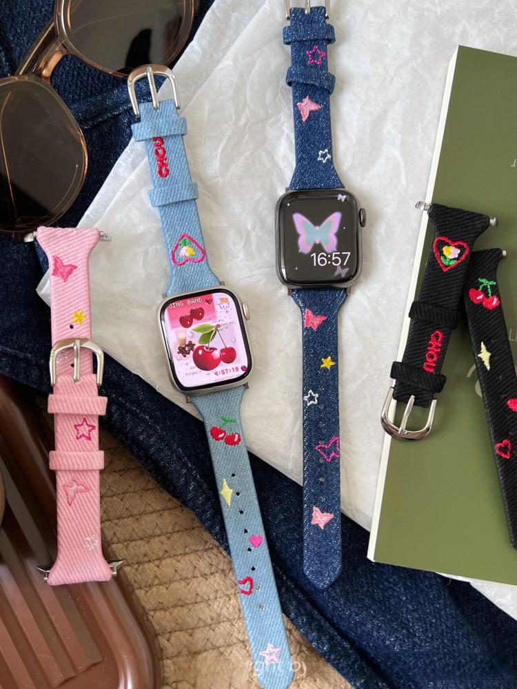 수심 Denim Star Watch Strap(4 color) 애플워치 데님 스트랩 줄