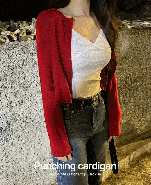 예핏 [💕봄컬러추가]라운드 봄 펀칭크롭가디건 cd 8color [살안타템/빨강가디건/개강룩/데이트룩/하객룩]