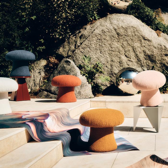 머쉬룸 라부클 패브릭 스툴