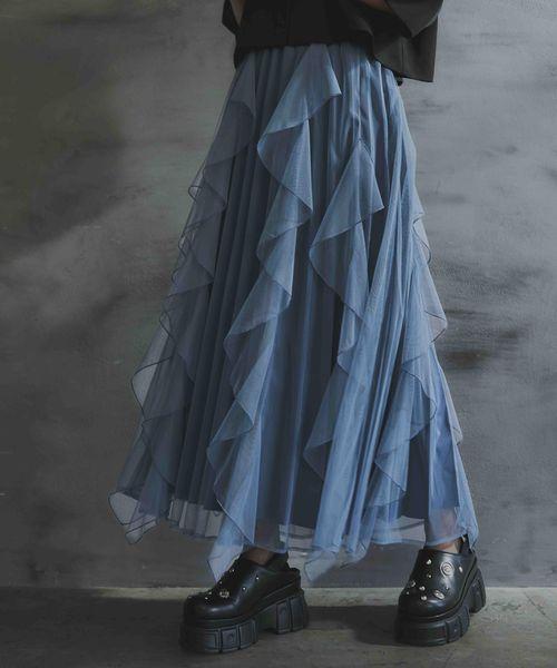 【一部カラー予約中 LADIES】シアーレイヤープリーツスカート