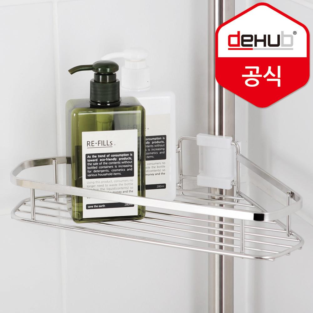 디허브 원터치락 스텐 욕실 코너 선반 200 4단 화장실 기둥식 욕조 무타공 압연 틈새