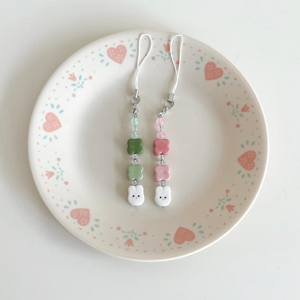 행운토끼 비즈 키링 (green/pink)