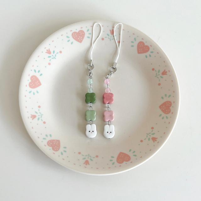 행운토끼 비즈 키링 (green/pink)