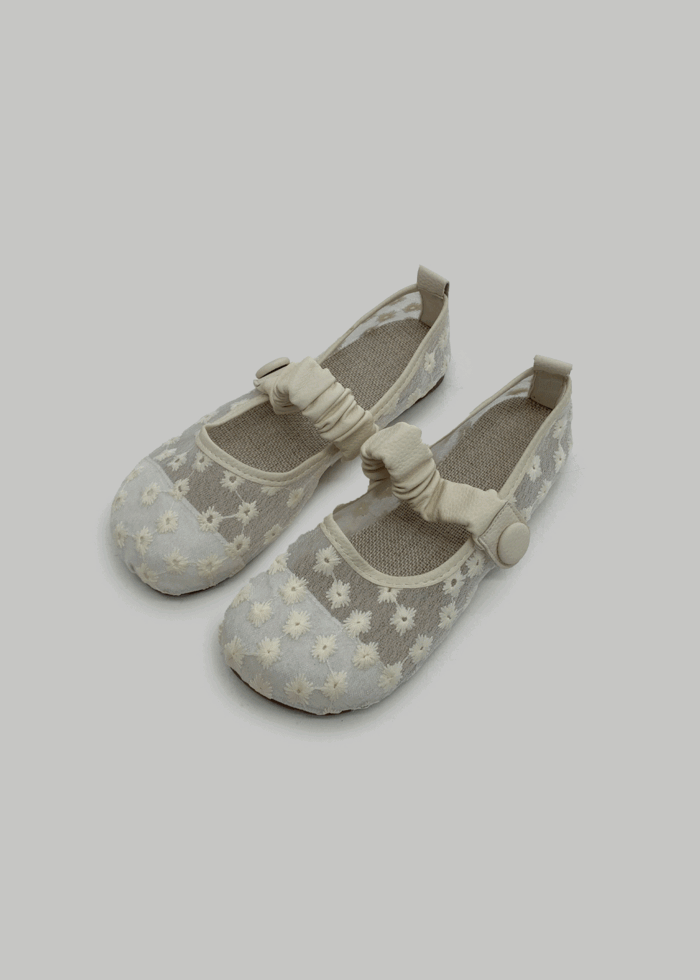 SENT FLOWER MESH FLAT SHOES