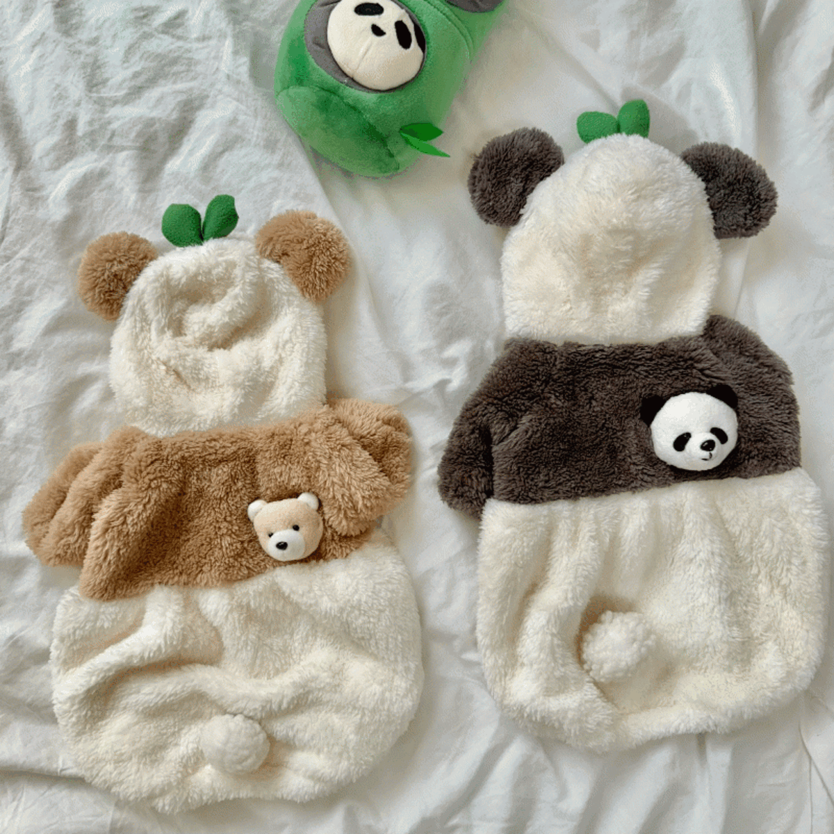 판다곰 양면보아 후드 점퍼