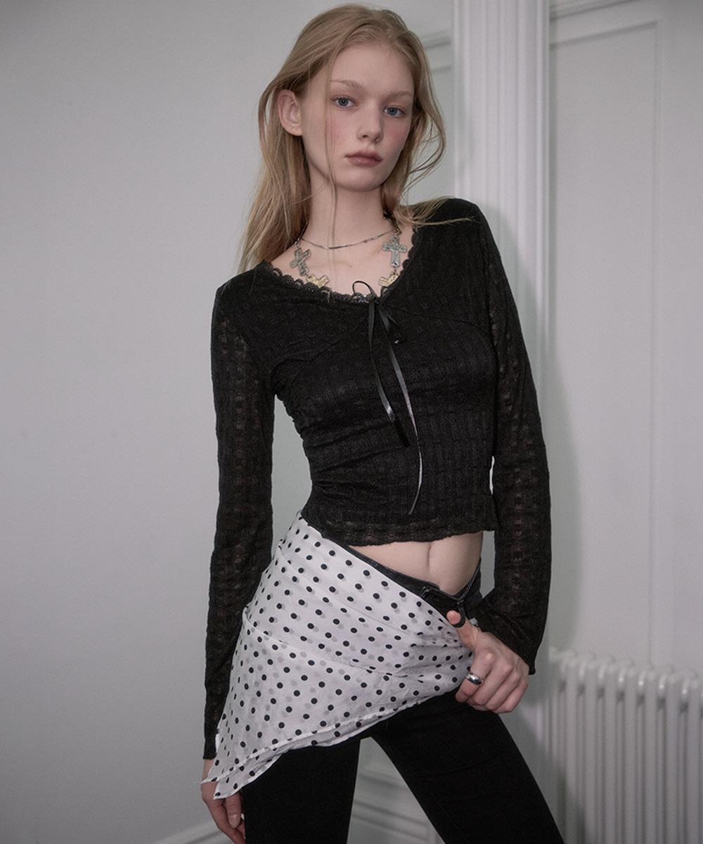See-through Lace Long Sleeve [Black]