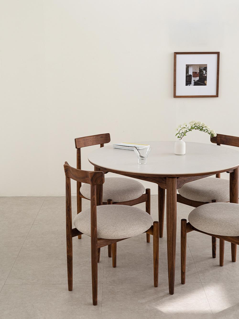 루나 월넛 포세린식탁_원형