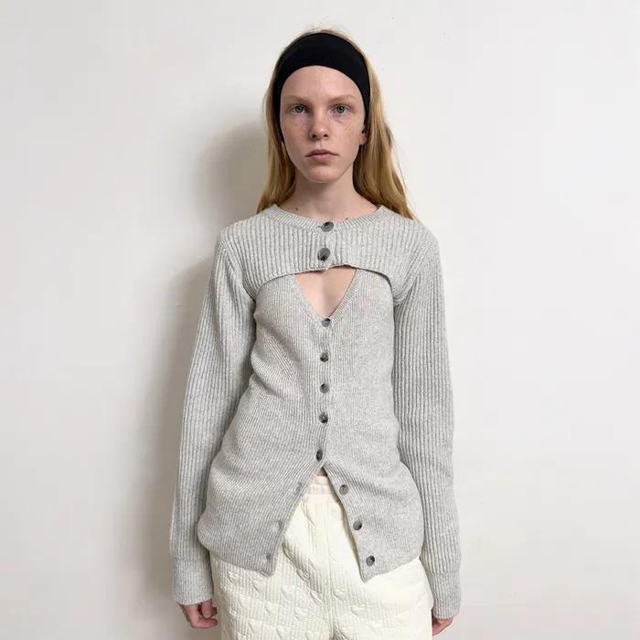 BOLERO LAYERED KNIT CARDIGAN (light grey)