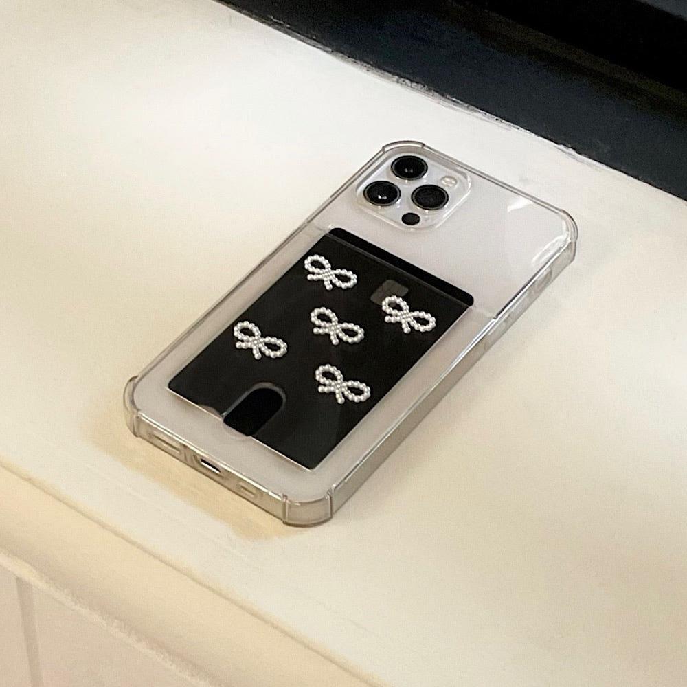 [ Card ] ribbon beads case : 리본 진주 리본 핸드메이드 카드 케이스 젤리 , 사인코사인