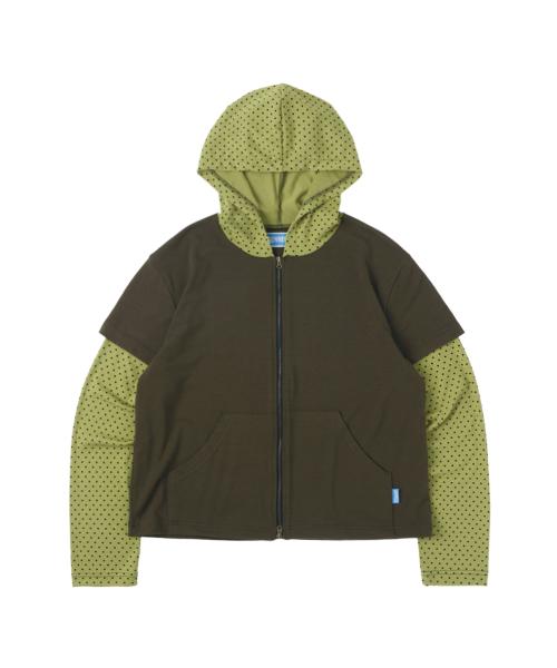 P.D. Layered Zip Hoodie - Green
