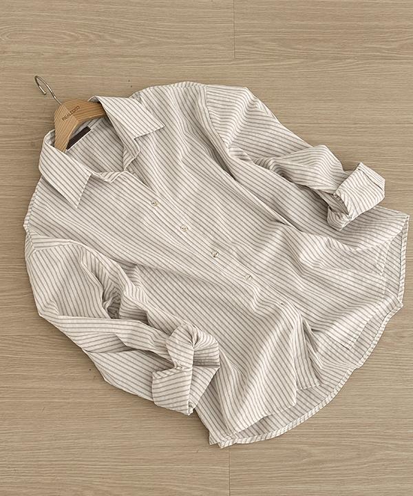 리얼코코 [단독] [스탠다드👔/made] 모드아 스트라이프 오버핏 셔츠