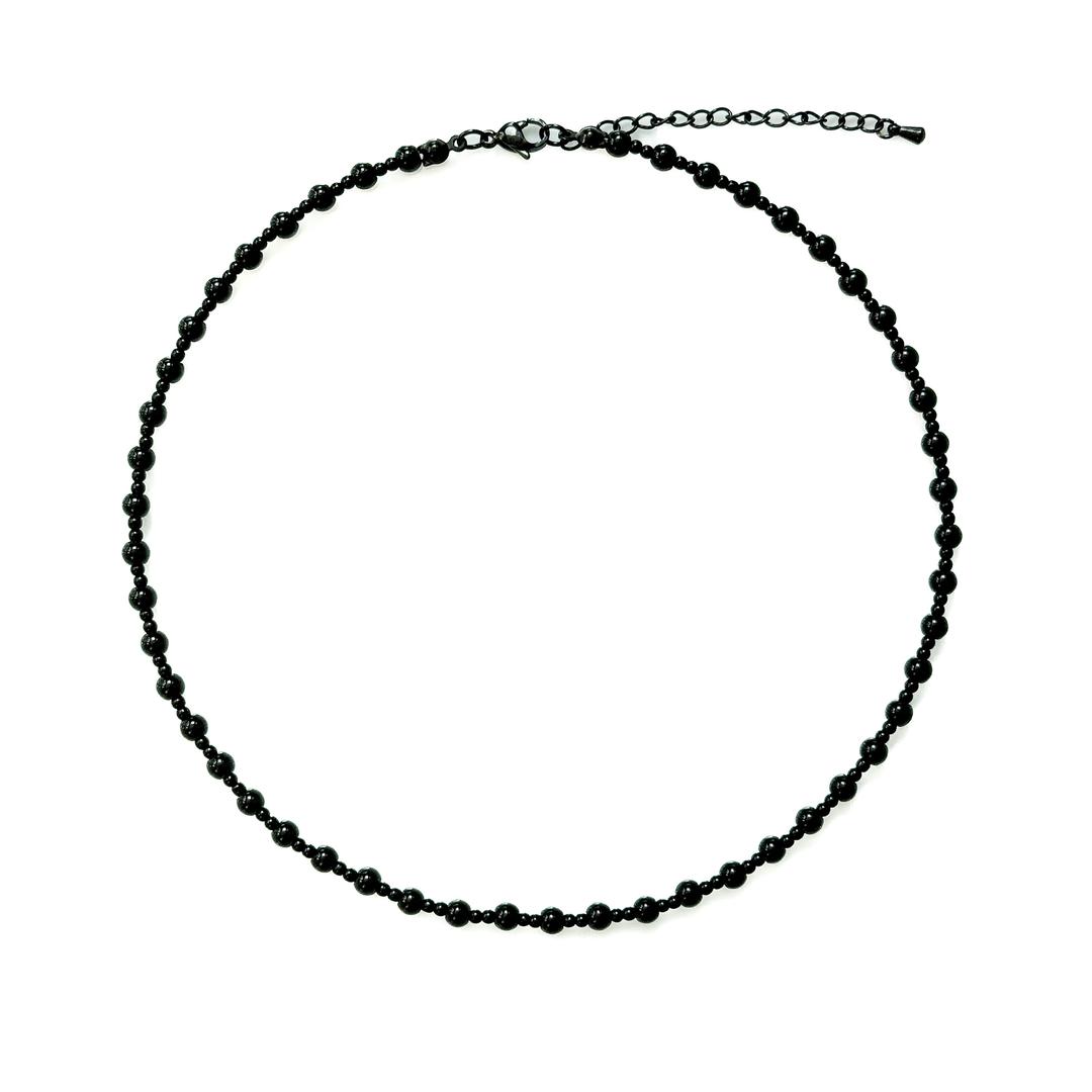 덴시티즈 TRIPLE BLACK NECKLACE  트리플 블랙 원석 비즈 목걸이 SM
