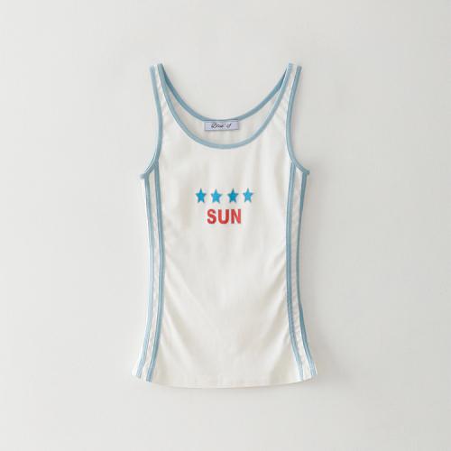 썬 로고 탱크 탑 빈티지 슬리브리스