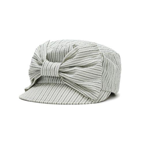 BELLBOY CAP_RIBBON_STRIPE GREY