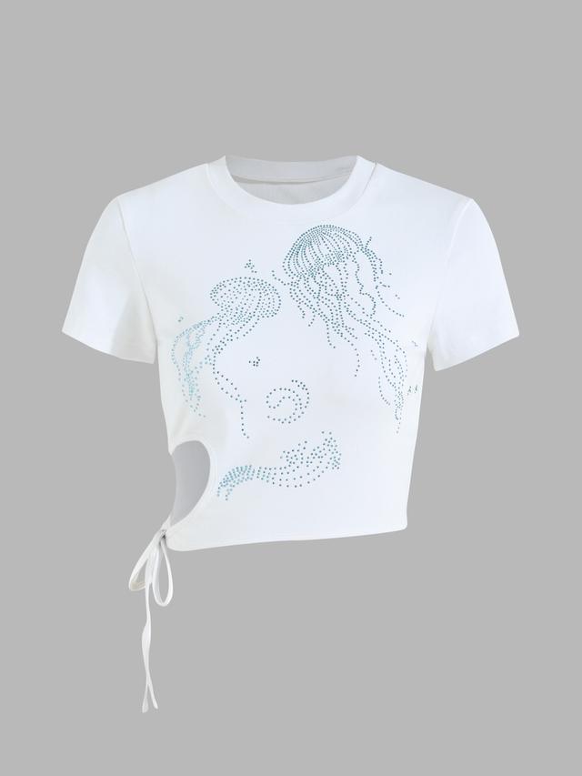 Jellyfish Rhinestone Cut Out Tee