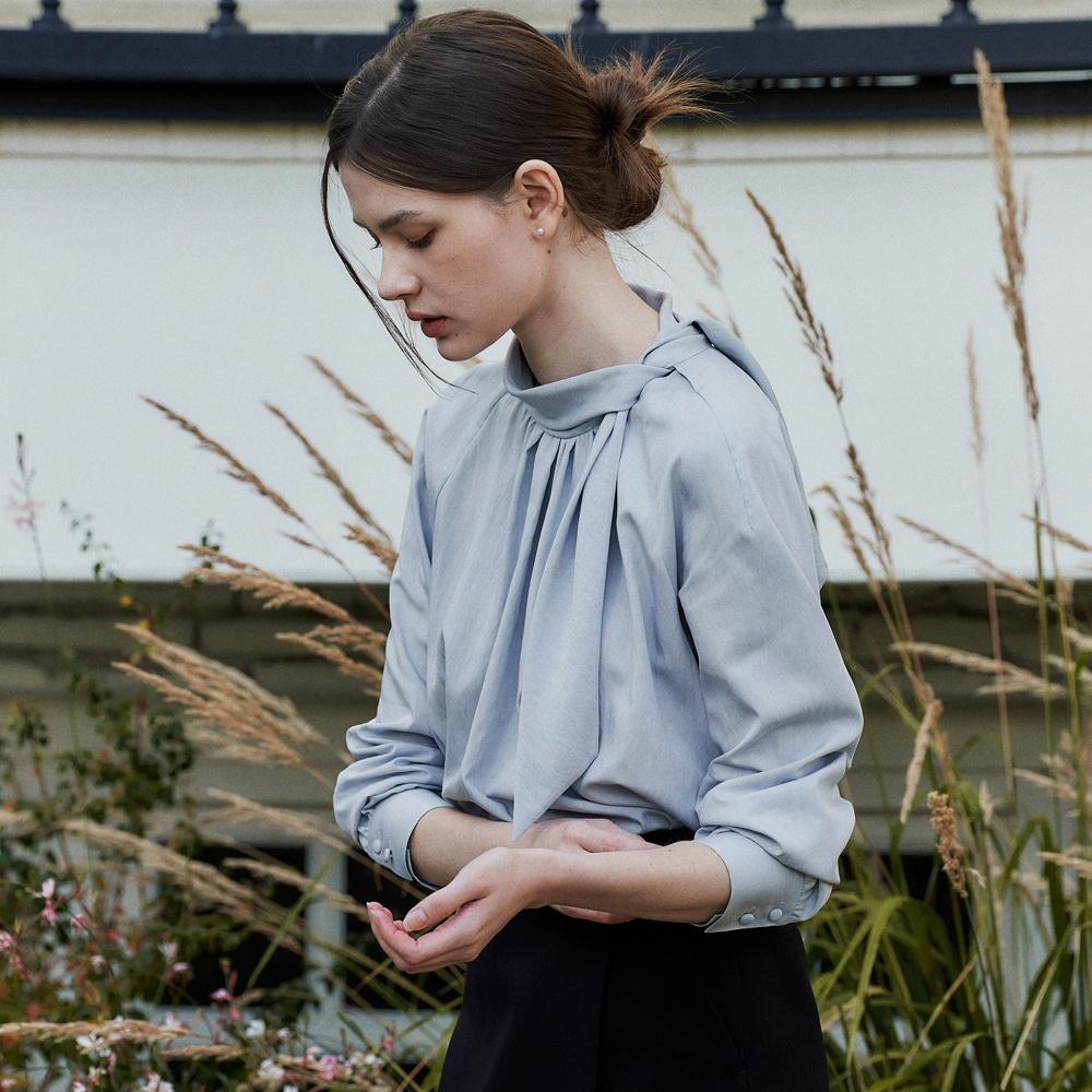 시그니쳐 스카프 셔링 블라우스_3Color