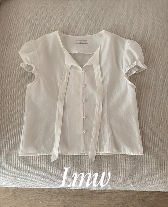 [라이브상품][썸머🍉][여름블라우스][블라우스1위][무료배송][l.m.w] 로잘린 퍼프 타이 (bl)* 베스트 상품 재진행