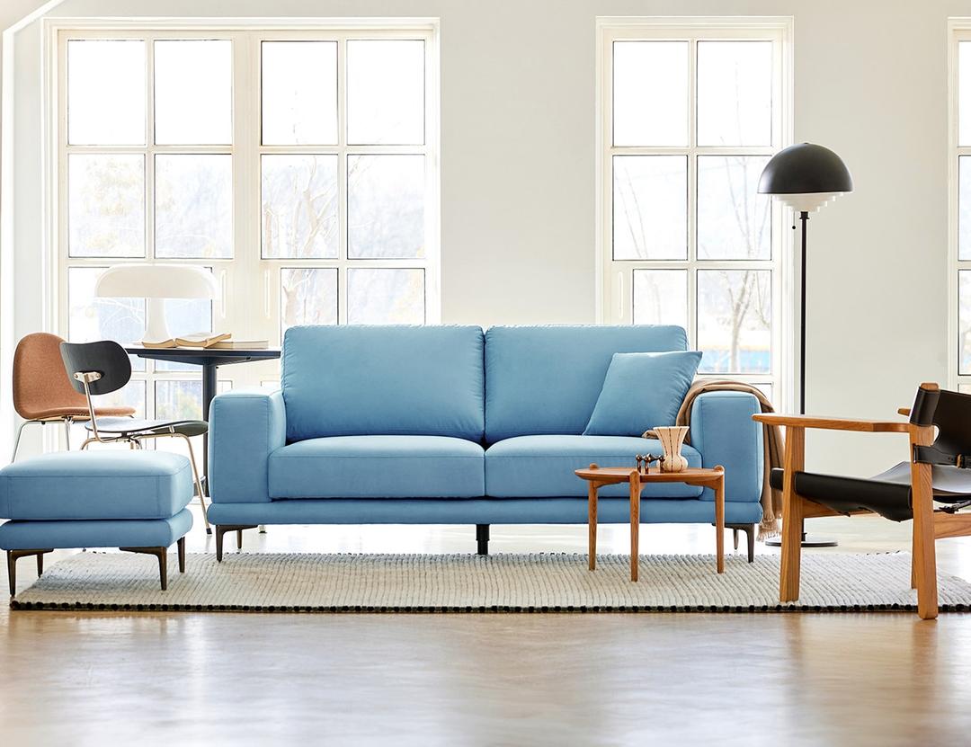 [슈퍼위크 초특가] 미니메이 3인 스위브 패브릭 소파+쿠션1개