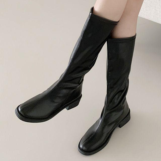 반짝세일 베일리 지퍼 롱부츠 플랫굽 가죽부츠(3.5cm)