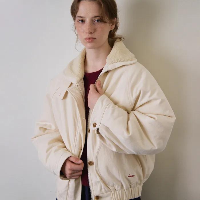 시어링 코튼 패디드 자켓_Cream