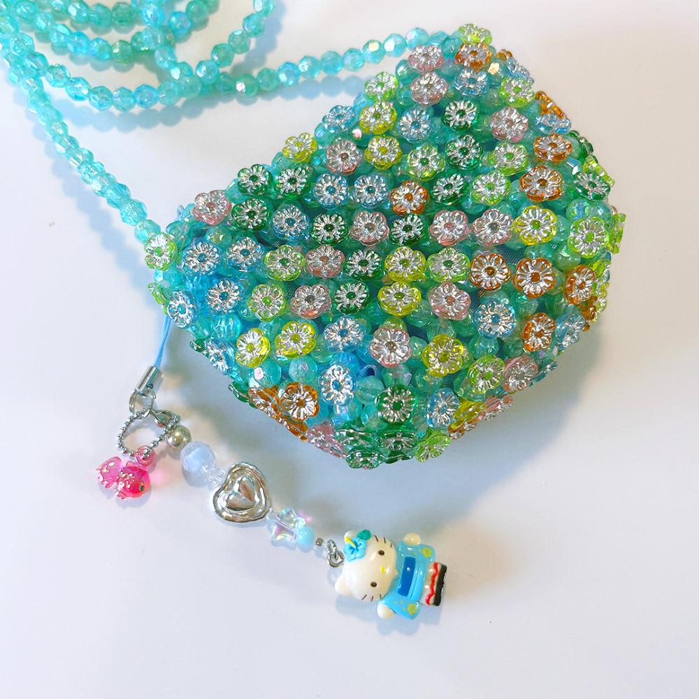 [중고] [국내배송] 헬로키티 초록 연못 미니 여름 비즈 가방 산호초가방 헬로키비즈 키티미니비즈가방 마츠리키티스트랩