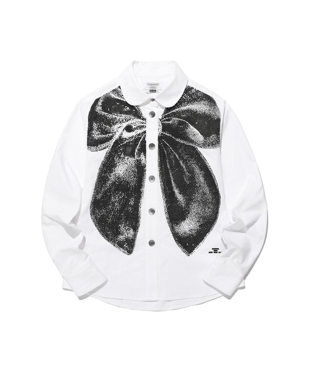 FFATS RIBBON ROUND COLLAR SHIRT[WHITE]