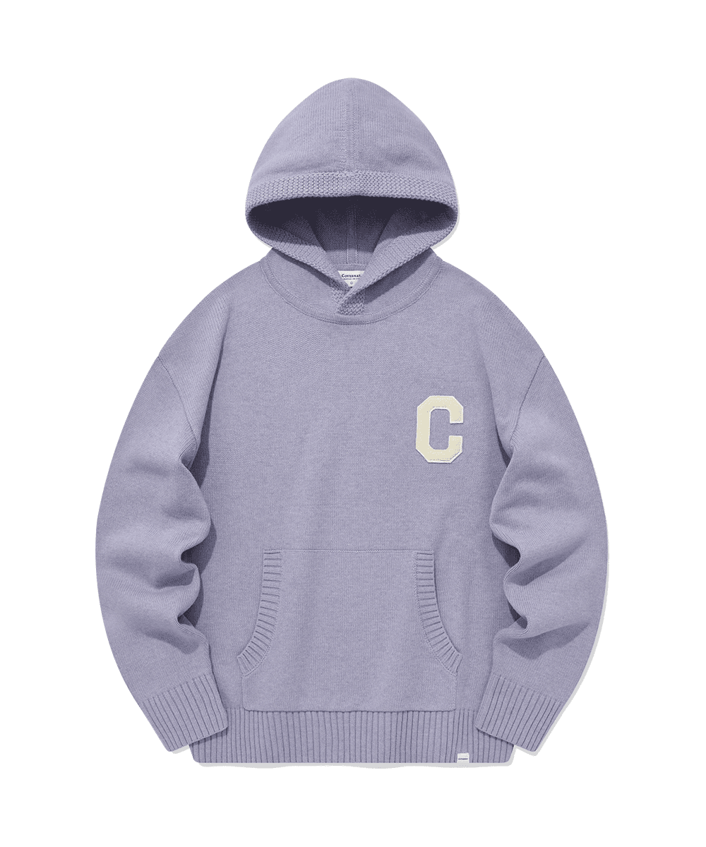 C 로고 램스울 후디 니트 라벤더