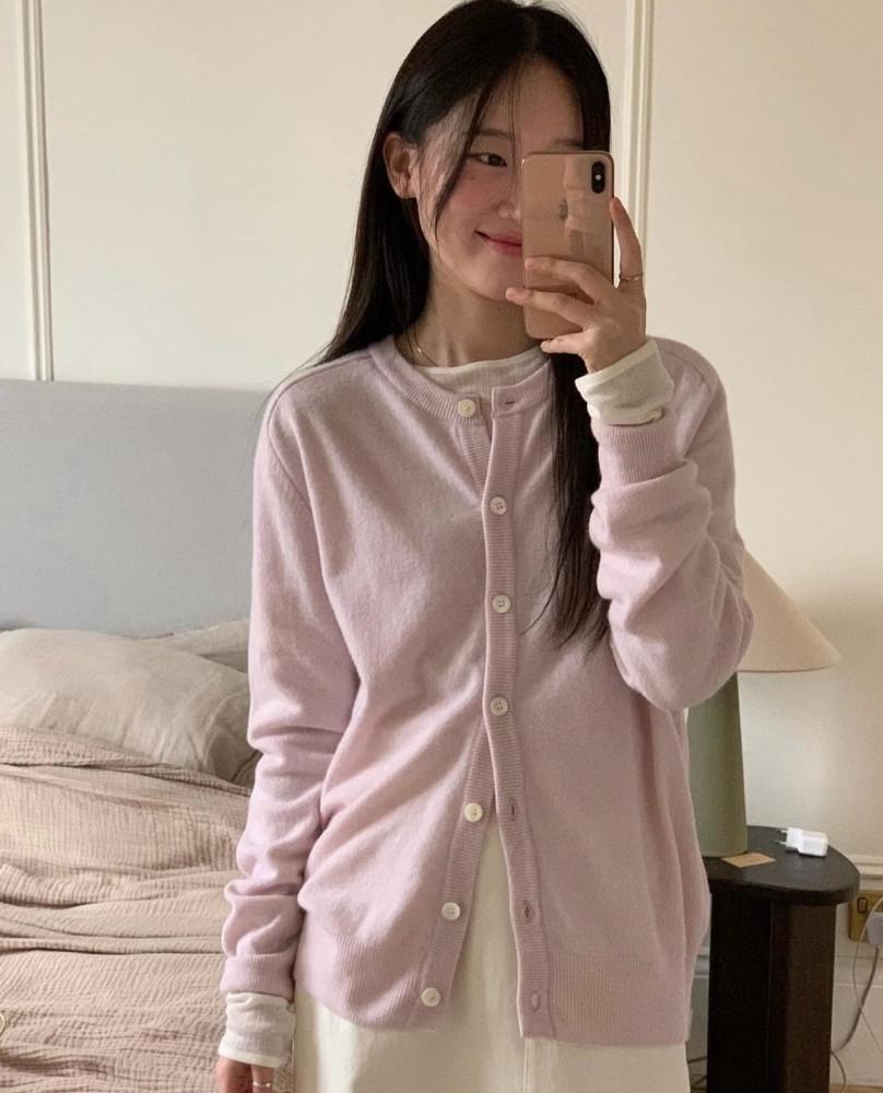 아이 당일 / jinsim 진심 포그 가디건 캐시미어 울 긴팔 라운드 니트 (4col) : 나우 어 데이즈