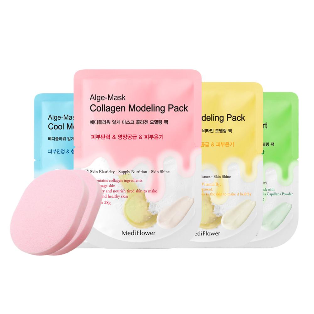 메디플라워 규조토 일회용 모델링팩 풀패키지 28g 4개입+해면