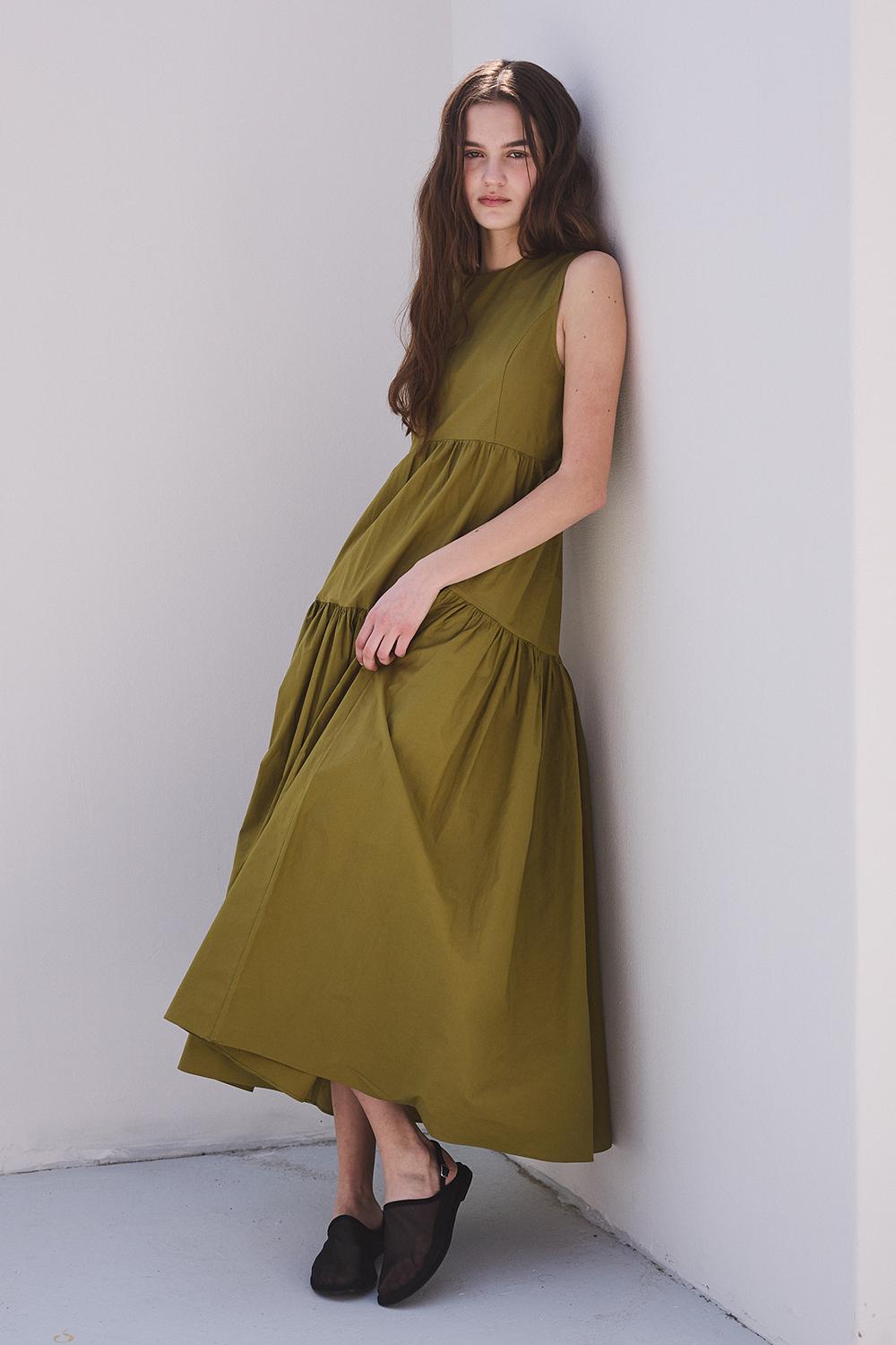 [REFURB] SLEEVELESS DRESS_khaki