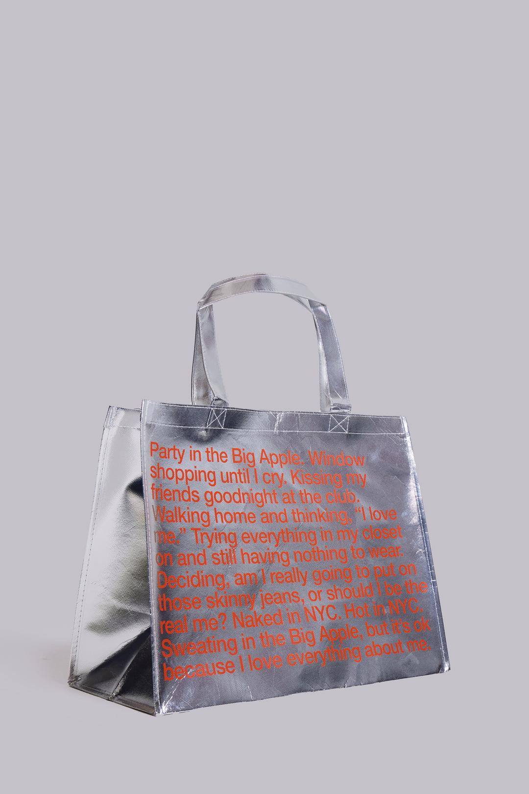 NY Silver Metallic Shopper Bag - ONE SIZE / Silver